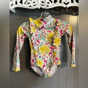 Boden girls floral long-sleeved frill swimsuit
